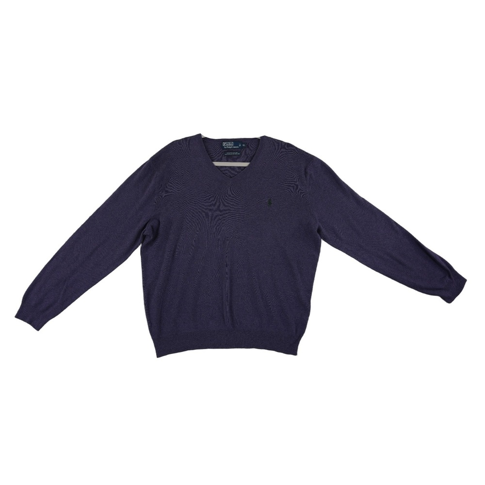 Polo Ralph Lauren Purple Sweater 100% Pima Cotton V-Neck Men's Size XL Pony Logo
